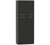 HOMCOM Meuble conteneur minimal avec 2 placards et étagères réglables, en bois noir, 59x31x155 cm