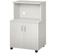 HOMCOM Chariot desserte micro-ondes placard 2 portes - dim. 60,4L x 40,3l x 97H cm - blanc