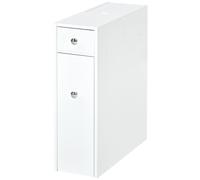 HOMCOM Meuble d'appoint étroit pour salle de bain avec 2 tiroirs et compartiment supérieur avec couvercle pour lavabo 17x48x58 cm Blanc BLANC