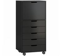 HOMCOM Meuble d'archivage pour imprimante avec 5 tiroirs et roulettes, Noir