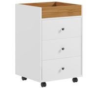 HOMCOM Meuble de Bureau 3 tiroirs sur roulettes, Blanc | Plateau amovible, support d'imprimante sous le bureau avec rangement