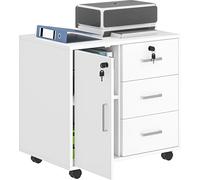 HOMCOM : Meuble de bureau avec 3 tiroirs et armoire avec 3 étagères réglables, en bois, dimensions 60x40x56 cm, blanc