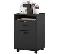 HOMCOM Meuble de Bureau en Bois avec Étagère Ouverte, Tiroir avec Serrure et Armoire, 40x35x60 cm, Noir