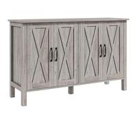 HOMCOM Meuble de Cuisine Bas de Style Rustique avec 2 étagères de Rangement réglables, Buffet pour TV jusqu'à 55 Pouces avec 4 Portes en Bois, 120x37x75 cm, Gris