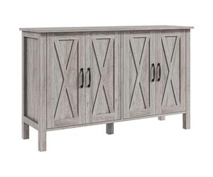 HOMCOM Meuble de Cuisine Bas de Style Rustique avec 2 étagères de Rangement réglables, Buffet pour TV jusqu'à 55 Pouces avec 4 Portes en Bois, 120x37x75 cm, Gris