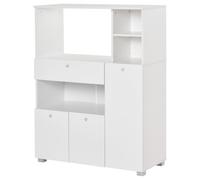 HomCom Meuble micro-ondes 2 placards 4 niches tiroir coulissant 90×40×120 cm bois blanc