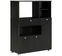 Meuble de micro-onde HOMCOM multi-rangements 2 placards 4 niches tiroir coulissant dim. 90L x 40l x 120H cm en bois noir