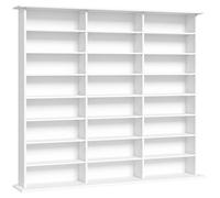 HOMCOM Meuble de rangement 1032 CDs / 594 DVDs, étagère multimédia, 24 compartiments et 18 étagères ajustables, blanc