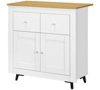 HOMCOM Meuble de rangement buffet avec placard à portes et 2 tiroirs, pour salon, salle à manger, dim. 78 x 35 x 80 cm, blanc
