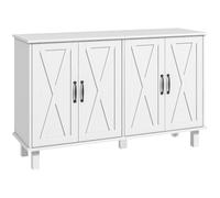 HomCom Buffet bas 4 portes, étagères réglables, style campagne, 120 cm, blanc