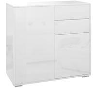 HomCom Meuble de rangement buffet 2 tiroirs 2 portes étagères réglables 79x36x74 cm Blanc brillant