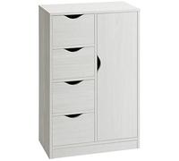 HOMCOM Meuble de rangement buffet moderne 1 placard 4 tiroirs Panneaux de particules Blanc