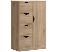 HOMCOM Meuble de Rangement Buffet Commode Moderne 1 Placard et 4 tiroirs - en Bois - pour Salon, Cuisine, entrée, Salle à Manger - Marron