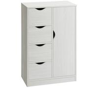 HOMCOM Meuble de Rangement Buffet Commode Moderne 1 Placard et 4 tiroirs - Panneaux Particules - pour Salon, Cuisine, entrée, Salle à Manger - Blanc