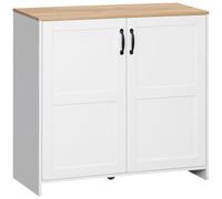 HomCom Buffet 2 portes 2 étagères réglables Panneaux de particules 90×39,5×88 cm Blanc