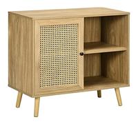 HOMCOM Meuble de Rangement Buffet Meuble d'appoint avec Porte cannage Effet Bois - dim. 80L x 39l x 70H cm