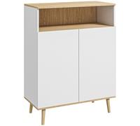 Buffet de rangement - HOMCOM - buffet cuisine étagère réglable placard 2 portes scandinave - bois - 80x38x102cm - blanc