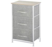 HOMCOM Meuble de rangement chiffonnier moderne 3 tiroirs en tissu, cadre en acier et MDF, 45 x 30 x 71 cm, gris