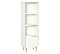 HOMCOM meuble de rangement colonne style scandinave avec lignes épurées 3 niches 1 porte 40L x 30l x 129,5H cm blanc