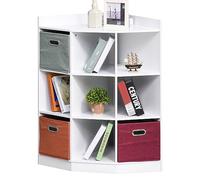 HOMCOM Meuble de Rangement d'angle Meuble Enfant unité de Rangement 9 niches 3 tiroirs Non tissé MDF Blanc