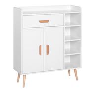 Homcom Meuble de rangement design scnadinave dim. 80L x 30l x 96H cm 4 niches placard 2 portes étagère tiroir coulissant bois massif panneaux particules blanc