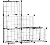 HOMCOM Meuble de Rangement DIY 6 Cubes métalliques à emboîter, Noir | Organisateur de salon, étagères de présentation