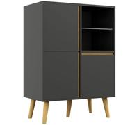 HOMCOM Meuble de rangement Étagères Réglables 70 x 40 x 96,1 cm Gris Foncé | Armoire de Rangement, Commode, Design Modene, Pieds en Bois Massif, pour Salon Chambre à Coucher Cuisine