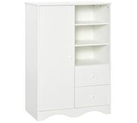 HomCom Armoire MDF 1 85,7x49,2x123,8 cm porte 5 étagères 3 niches 2 tiroirs Blanc