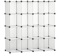 HOMCOM Meuble de Rangement modulable, 16 Cubes, étagère de Rangement en Plastique, Meuble à Chaussures, vêtements, Livres, Jouets, Meuble casier Rangement Cube, Blanc