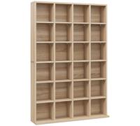 HOMCOM Meuble de rangement multimédia 456 CD/ 336 DVD - bibliothèque en bois avec étagères réglables 89 x 130,5 cm bois naturel