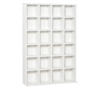 HOMCOM Meuble de rangement multimédia 480 CD/ 312 DVD - bibliothèque en bois avec étagères réglables, 89 x 130,5 cm, blanc