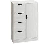 HOMCOM Meuble de rangement buffet moderne 1 placard 4 tiroirs Panneaux de particules Blanc
