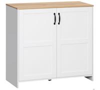 HomCom Buffet 2 portes 2 étagères réglables Panneaux de particules 90×39,5×88 cm Blanc