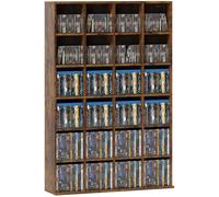HOMCOM Meuble de Rangement 456 CDs / 336 DVDs, Étagère Multimédia, 24 Compartiments et 16 Étagères Ajustables, Marron