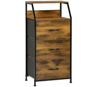 HOMCOM Meuble de rangement style industriel commode 3 tiroirs en tissu amovibles et 2 étagères - 44 x 29 x 92 cm - bois et métal