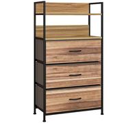 HOMCOM Meuble de rangement style industriel commode 3 tiroirs en tissu amovibles et 2 étagères - 60 x 29 x 101cm - MDF et métal