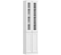 HOMCOM Meuble de Salle de Bain 6 niveaux, Meuble de Rangement avec 4 Portes à Fermeture Douce et Étagères Réglables, Blanc