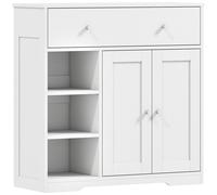 HOMCOM Meuble de Salle de Bain avec 1 Tiroir, 2 Portes, 3 Compartiments Ouverts, Style Scandinave, 80x30x80,2cm, Blanc