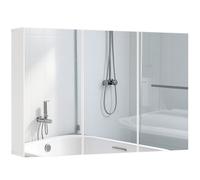 HOMCOM Meuble de salle de bain avec miroir, armoire de toilette avec 3 portes miroir, montage mural, 90 x 15,5 x 60 cm, Panneau de particules, Blanc