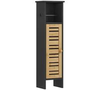 HOMCOM Meuble de salle de bain avec support papier toilette barre amovible 3 Niveaux + Sortie Papier, 78H cm, Bambou noir
