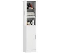 HOMCOM Meuble de salle de bain colonne avec 2 portes et 4 étagères réglables, 40 x 35 x 180 cm, blanc