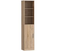 HOMCOM Meuble de salle de bain colonne avec 2 portes et 4 étagères réglables, 40 x 35 x 180 cm, bois naturel