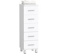 HOMCOM Meuble de Salle de Bain sur Pied 5 Tiroirs 30 x 30 x 95 cm Blanc | Meuble de Rangement, Commode Salle de Bain Étroite, Armoire de Rangement, Salon, Cuisine, Style Moderne