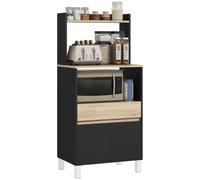 HOMCOM Meuble Micro Onde Buffet Cuisine 60 x 40 x 131 cm Chêne Noir | avec Placard, Tiroir, Étagère Supérieur, Meuble Micro Ondes Cuisine Rangement, pour Salle à Manger, Salon