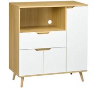 Meuble de rangement cuisine pour micro-ondes - HOMCOM - 1 tiroir, 2 placards, une étagère - 90 x 40 x 98,5 cm - bois et blanc