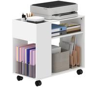 HOMCOM Meuble pour Imprimante à Roulettes Compartiments Supérieurs Étagères Ouvertes 70x36x60 cm Blanc