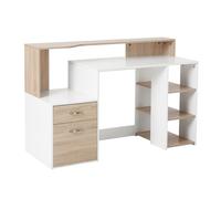 HOMCOM - meuble pour ordinateur - MDF et rail en métal - 137x55x92cm - Beige