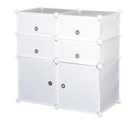 HOMCOM Meuble Rangement 3 Niveaux 6 Cubes Plastique Blanc Décoratifs 75x37x73cm Aosom France