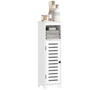 Armoire salle de bain - HOMCOM - 4 niveaux - porte persienne, étagère ouvert, étagère réglable - 22 x 20 x 75 cm - blanc