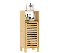HOMCOM Meuble Salle de Bain Étroit 30x30x80 cm Bois Naturel | Étagères Réglables, Compartiment Ouvert, Meuble Toilette, Meuble Latéral, Meuble de Rangement pour Salle de Bain